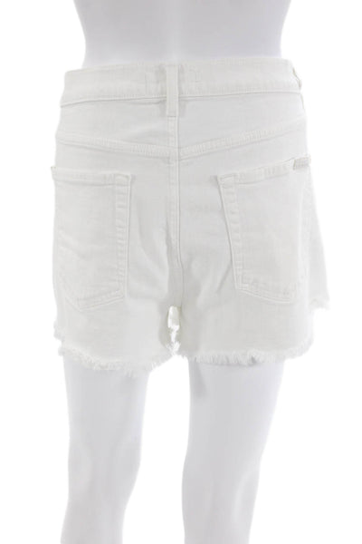 7 For All Mankind Womens Denim High Rise Cut Off Shorts White Cotton Size 32