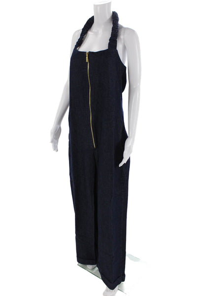 Orire Womens Mame Denim Jumpsuit - Navy Blue Size 8