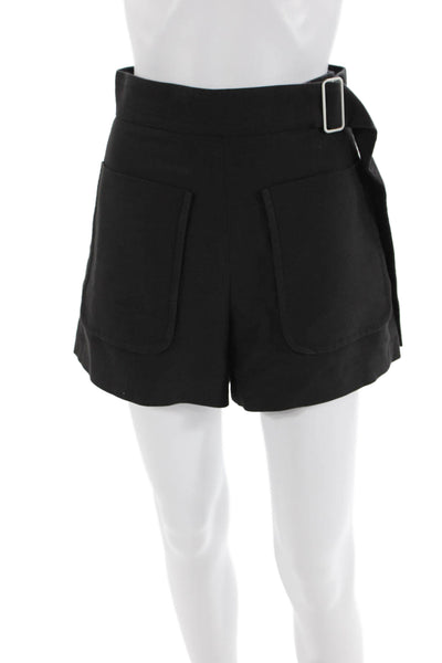 Sandro Womens Side Zip Belted Pocket Front Short Shorts Black Cotton Size FR 36
