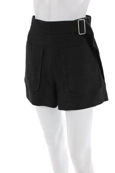 Sandro Womens Side Zip Belted Pocket Front Short Shorts Black Cotton Size FR 36