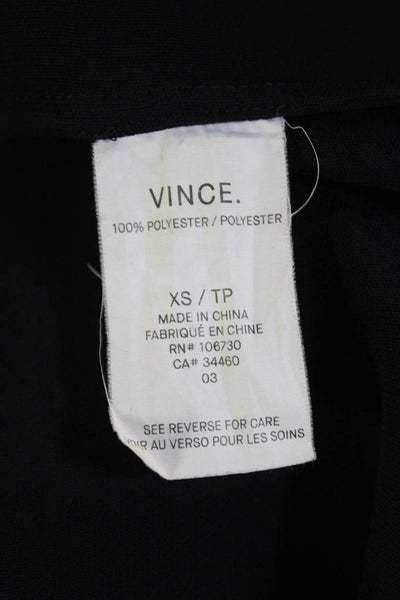 Vince Womens Cotton Round Neck Long Sleeve Sleek Blouse Black Size XS