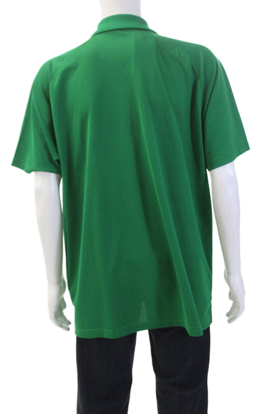Lacoste Sport Mens Textured Short Sleeve V-neck Causal Polo Shirt Green Size 3XL