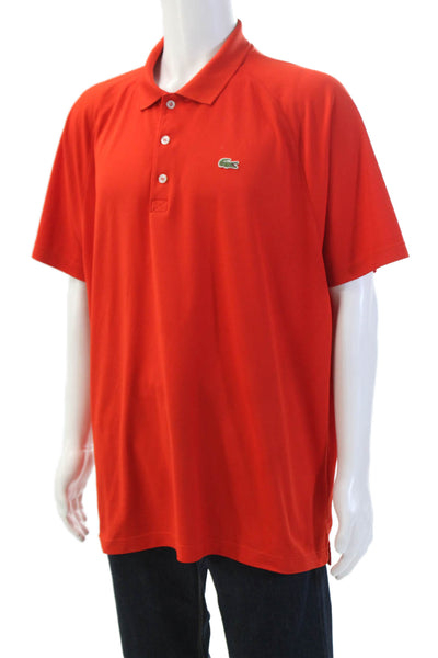 Lacoste Sport Mens Collared Short Sleeve V-neck Button Polo Shirt Red Size 3XL