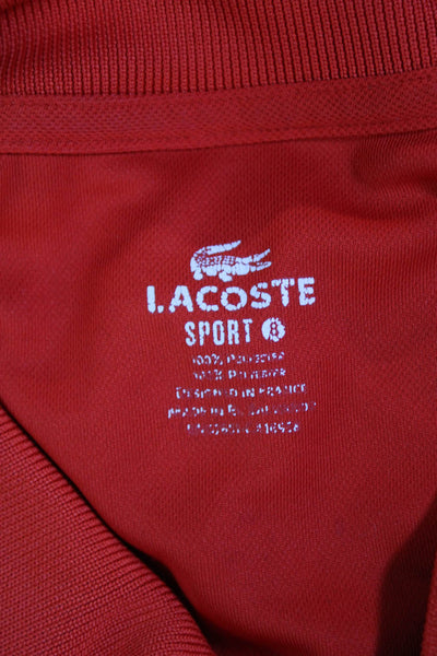 Lacoste Sport Mens Collared Short Sleeve V-neck Button Polo Shirt Red Size 3XL