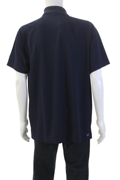 Lacoste Sport Mens V-neck Short Sleeve Lined Casual Shirt Navy Size 2XL