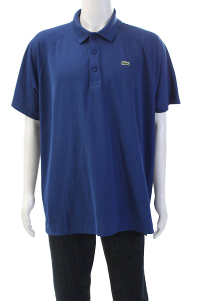 Lacoste Sport Mens Collared Short Sleeve V-neck Polo T-shirt Blue Size 3XL