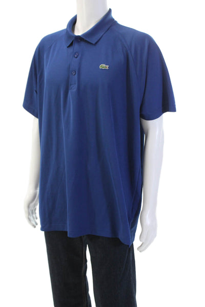Lacoste Sport Mens Collared Short Sleeve V-neck Polo T-shirt Blue Size 3XL