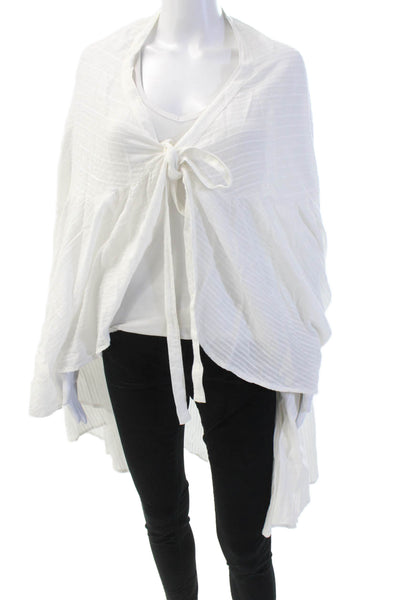 La Belle Ile Saint Barth Womens Short Sleeve Tie Front Striped Cover Up White OS