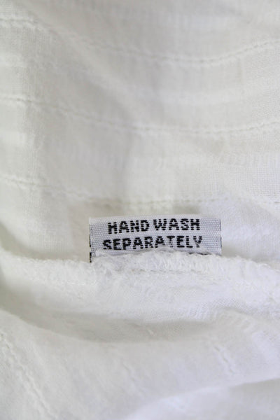 La Belle Ile Saint Barth Womens Short Sleeve Tie Front Striped Cover Up White OS