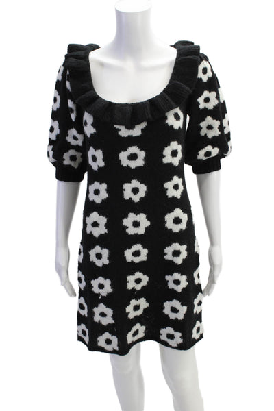 KITRI Womens Eleni Knit Mini Dress - Black Tiled Floral Size M