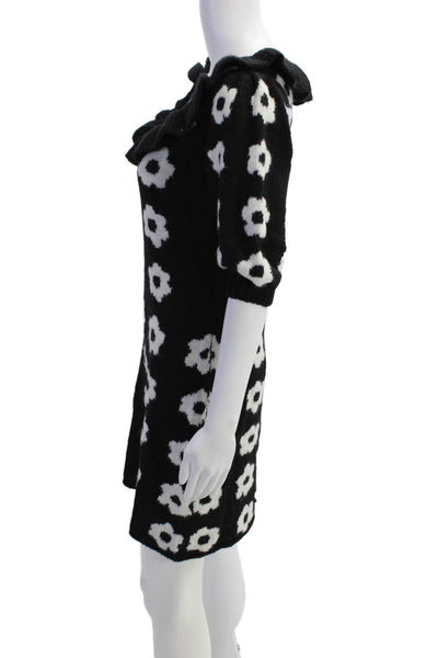 KITRI Womens Eleni Knit Mini Dress - Black Tiled Floral Size M