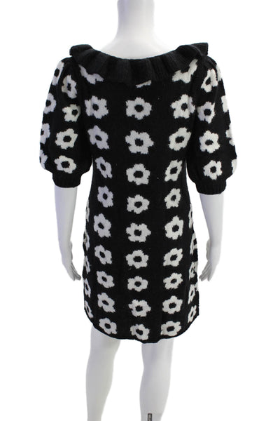 KITRI Womens Eleni Knit Mini Dress - Black Tiled Floral Size M