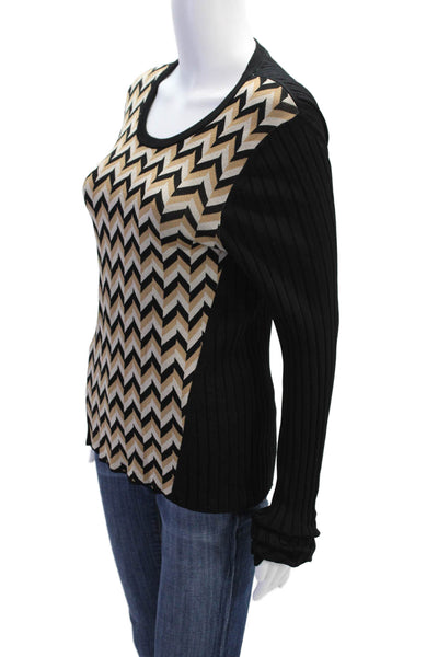 Rag & Bone Womens Herringbone Print Crew Neck Sweater Brown Black Size Medium