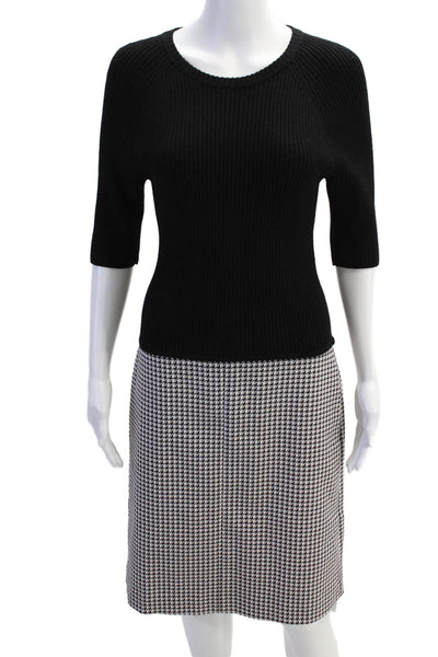 Theory Womens Houndstooth Print Jothena Winhall Dress Black White Size Medium