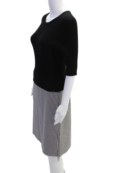 Theory Womens Houndstooth Print Jothena Winhall Dress Black White Size Medium