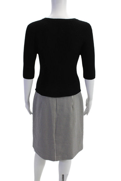 Theory Womens Houndstooth Print Jothena Winhall Dress Black White Size Medium