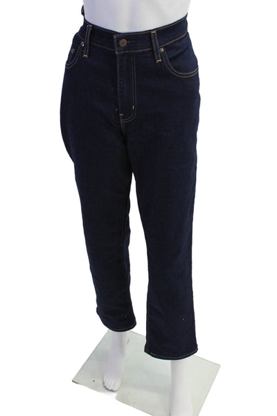 Levis Womens High Rise Straight Leg Dark Wash Jeans Blue Cotton Size 32