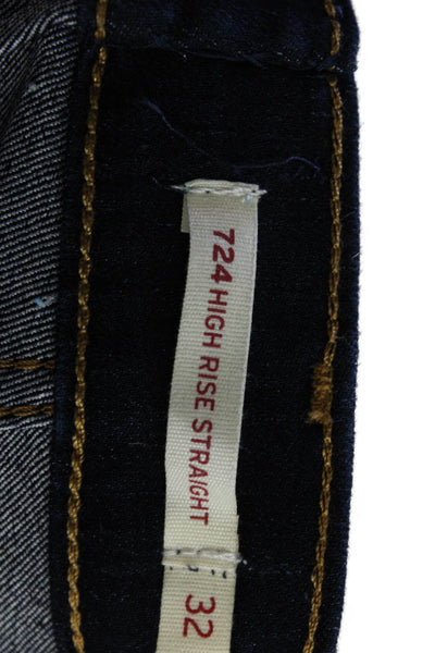 Levis Womens High Rise Straight Leg Dark Wash Jeans Blue Cotton Size 32
