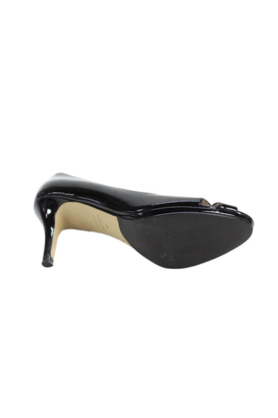 Cole Haan Grand.OS Womens Patent Leather Cross Strap Peep Toe Pumps Black Size 8