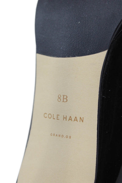 Cole Haan Grand.OS Womens Patent Leather Cross Strap Peep Toe Pumps Black Size 8
