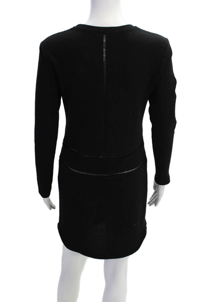 IRO Women's Round Neck Long Sleeves Fit Flare Mini Dress Black Size 40
