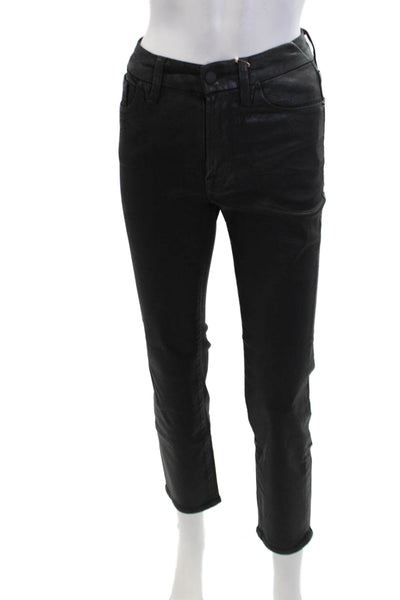 Good American Womens Good Classic Coated Pants - Black001 Size 00