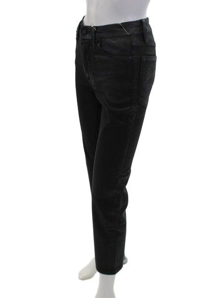 Good American Womens Good Classic Coated Pants - Black001 Size 00