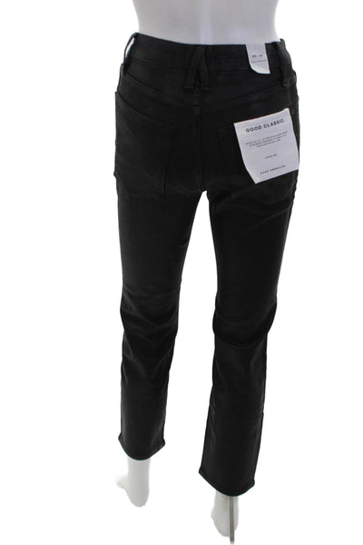 Good American Womens Good Classic Coated Pants - Black001 Size 00