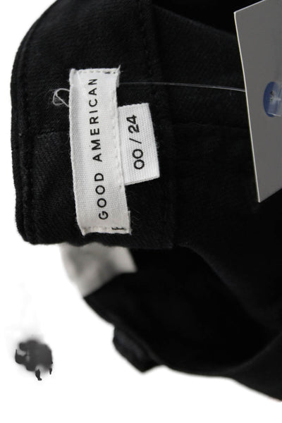 Good American Womens Good Classic Coated Pants - Black001 Size 00