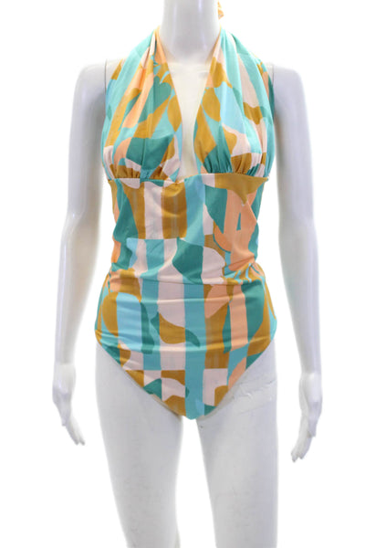 Nomads Womens Isle One Piece - Expressivo Print And Peach Size 5XL