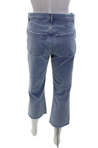 3x1 NYC Womens Cotton Distressed Detail Wide Leg Denim Capris Blue Size 28