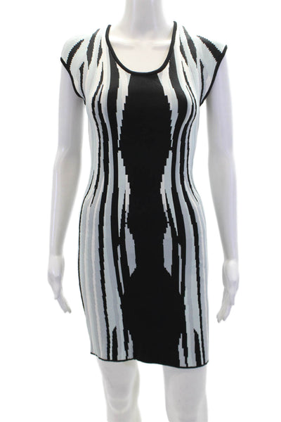 Parker Womens Sleeveless Geometric Print Round Neck Bodycon Dress Blue Size L