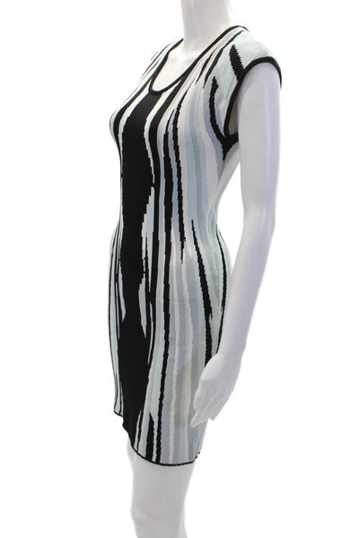 Parker Womens Sleeveless Geometric Print Round Neck Bodycon Dress Blue Size L