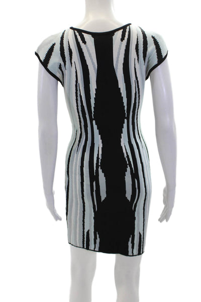 Parker Womens Sleeveless Geometric Print Round Neck Bodycon Dress Blue Size L