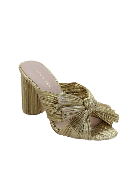 Loeffler Randall Womens Penny Pleated Bow Sandals - Gold Size 5