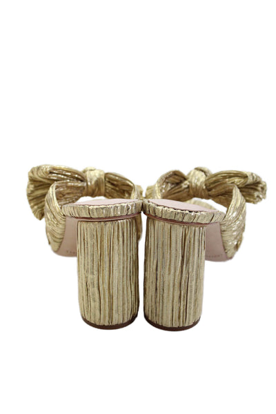 Loeffler Randall Womens Penny Pleated Bow Sandals - Gold Size 5