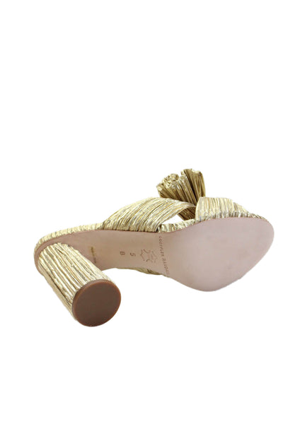 Loeffler Randall Womens Penny Pleated Bow Sandals - Gold Size 5