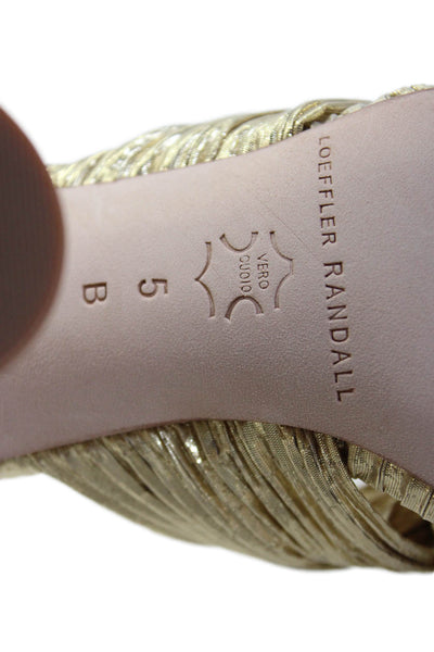 Loeffler Randall Womens Penny Pleated Bow Sandals - Gold Size 5