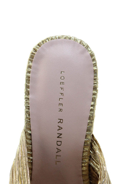 Loeffler Randall Womens Penny Pleated Bow Sandals - Gold Size 5