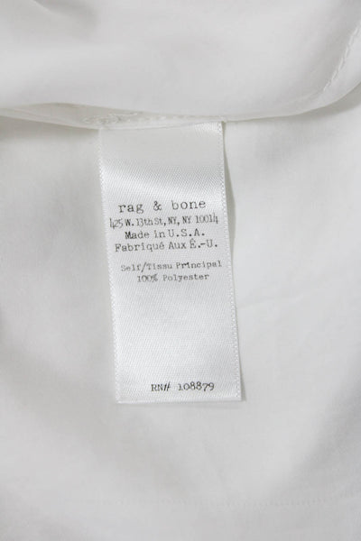 Rag & Bone Womens Short Sleeve Fringe Scoop Neck Pocket Shirt White Size Small