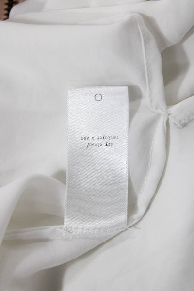 Rag & Bone Womens Short Sleeve Fringe Scoop Neck Pocket Shirt White Size Small