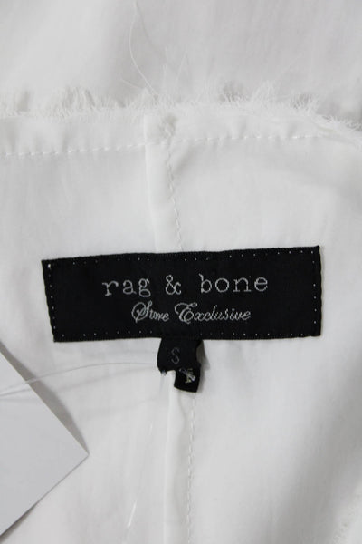 Rag & Bone Womens Short Sleeve Fringe Scoop Neck Pocket Shirt White Size Small