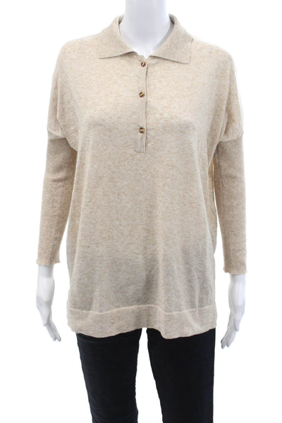Tuckernuck Womens Long Sleeve Collared Polo Sweatshirt Brown Cotton Size XS/S