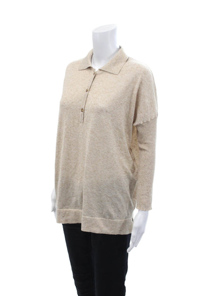 Tuckernuck Womens Long Sleeve Collared Polo Sweatshirt Brown Cotton Size XS/S