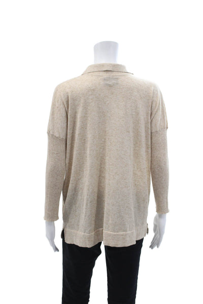 Tuckernuck Womens Long Sleeve Collared Polo Sweatshirt Brown Cotton Size XS/S