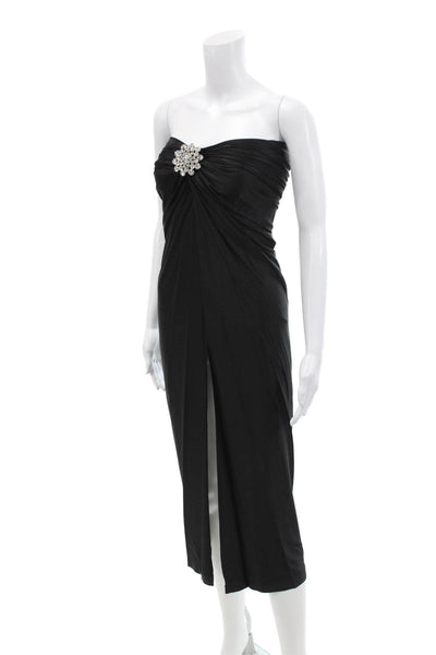 rabanne Womens Crystal Brooch Maxi Skirt - Black Size 34