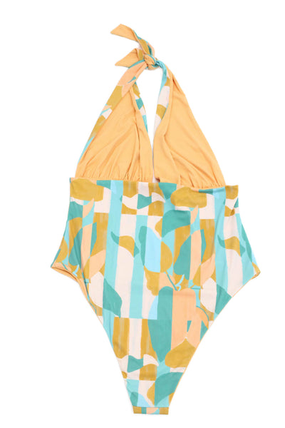 Nomads Womens Isle One Piece - Expressivo Print And Peach Size 4XL
