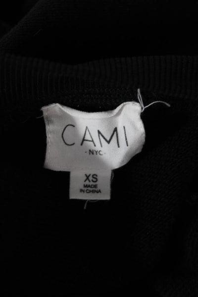 Cami NYC Womens Ruffled Long Sleeves Sweatshirt Black Cotton Size Extra Small
