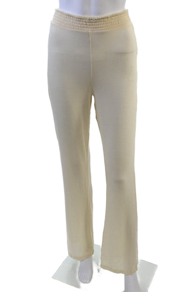 We Wore What Women's Elastic Waist Straight Leg Lounge Pants Beige Size SP