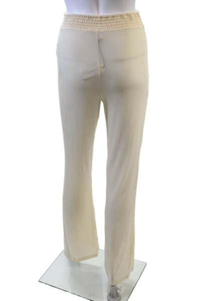 We Wore What Women's Elastic Waist Straight Leg Lounge Pants Beige Size SP